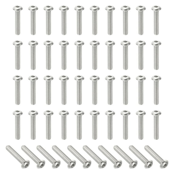 Uxcell #10-24x1" Button Head Socket Cap Screws, 50 Pcs 304 Stainless Steel 18-8 Socket Cap Screw