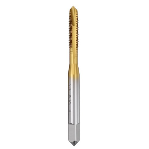 Uxcell 10-32 UNF Spiral Point Tap - M2 High Speed Steel Right Hand Thread Tap JIS Standard Titanium Finish Screw Thread Milling Machine Taps Threading Tapping