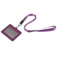 thumbnail image 1 of Uxcell 10.4cm Horizontal Badge Holder PU Leather ID Holder Detachable with 2 Slots and Neck Lanyard Purple, 1 of 6