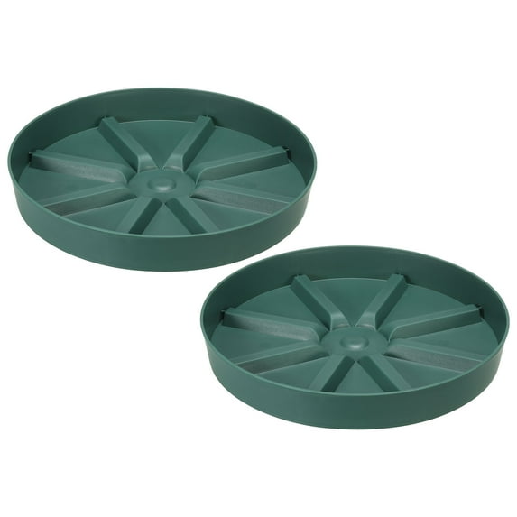 Uxcell 6 Inch Plant Saucers Tray, Durable Plastic Round Flower Pot Drip Tray, White 2Pcs, Green 10.5 Inch