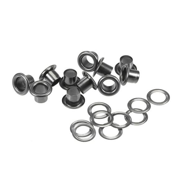 Uxcell 10.5 x 6 x 7mm Alloy Grommets Eyelets with Washers Dark Grey 100 Set
