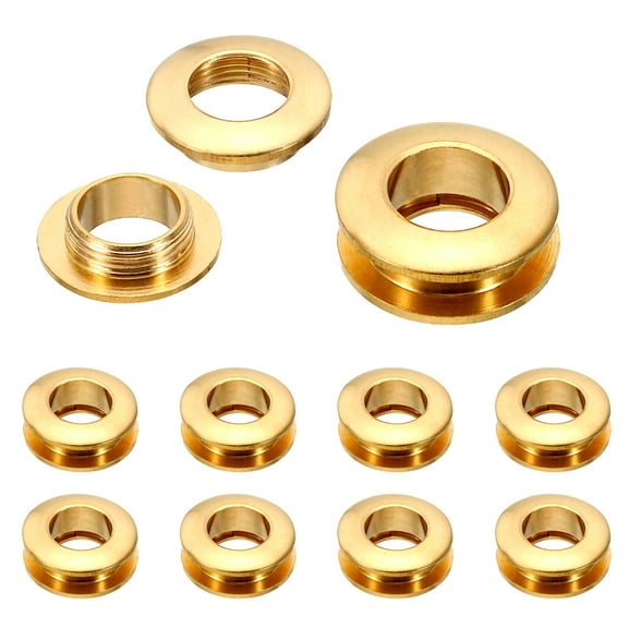 Uxcell 10.5mm(2/5 inch) Solid Brass Hole Eyelets, 10 Pcs Arc Surface Self Backing Grommets with Washer, Brass Tone
