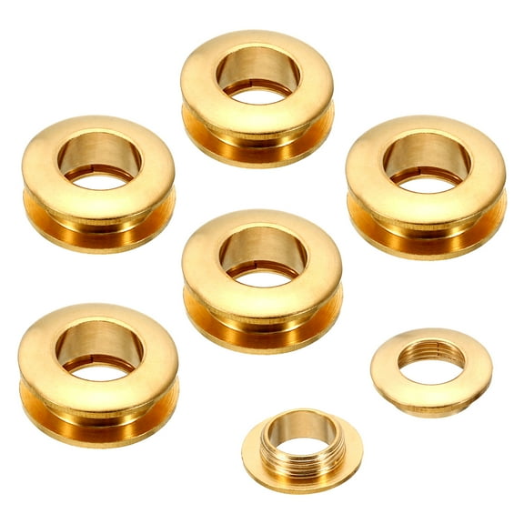 Uxcell 10.5mm(2/5 inch) Solid Brass Hole Eyelets, 6 Pcs Arc Surface Self Backing Grommets with Washer, Brass Tone