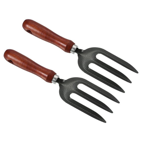 Uxcell 10.6" 3 Tines Hand Gardening Fork, Carbon Steel Thickened Hardened Digging Pitch Fork  for Backyard  Farm Planting, Grey 2