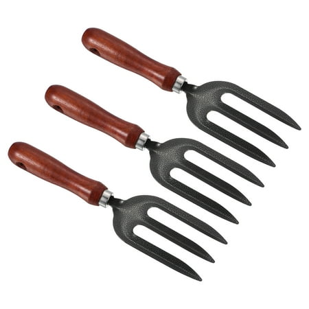 Uxcell 10.6" 3 Tines Hand Gardening Fork, Carbon Steel Thickened Hardened Digging Pitch Fork for Backyard Farm Planting, Grey 3