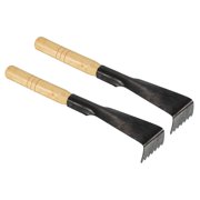 Uxcell 10.6" Hand Gardening Rake, 2Pcs Manganese Steel Nonslip Handle Hardened Loosening Soil Tool, Black