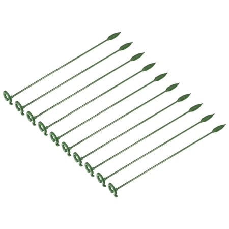 Uxcell 10.6 Inch Plastic Single Stem Ring Clips Plant Support Stakes Green 10Pack