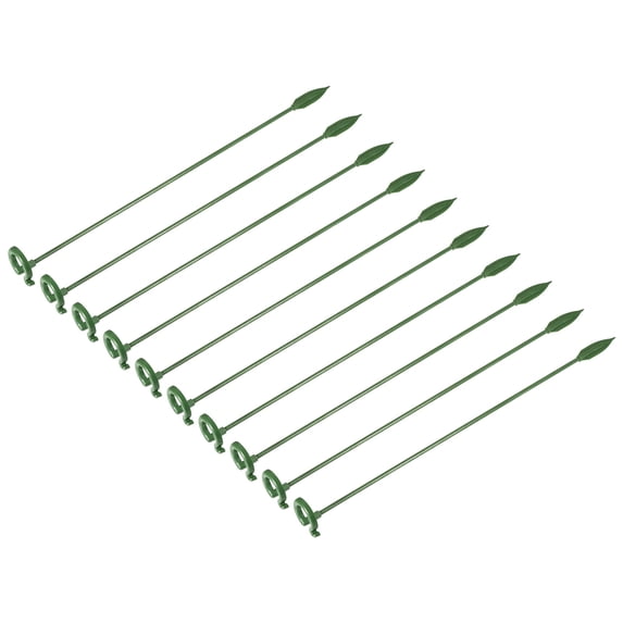 Uxcell 10.6 Inch Plastic Single Stem Ring Clips Plant Support Stakes Green 10Pack