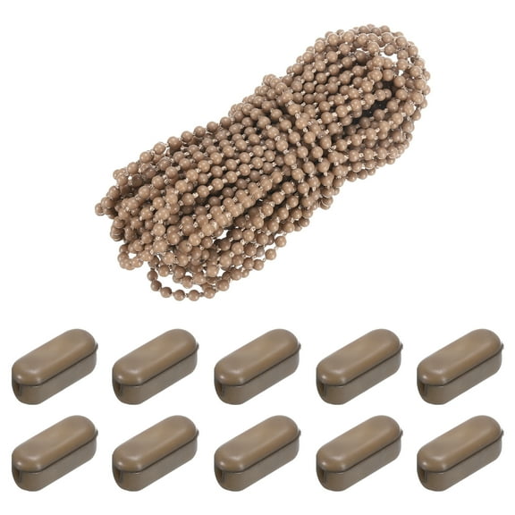 Uxcell 10.94 Yards Blinds Bead Chain Cord with 20 Pcs Connectors for Bead Blinds Brown