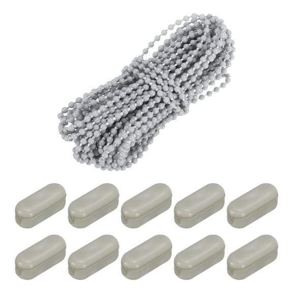 Uxcell 10.94 Yards Blinds Bead Chain Cord with 20 Pcs Connectors for Bead Blinds , Grey