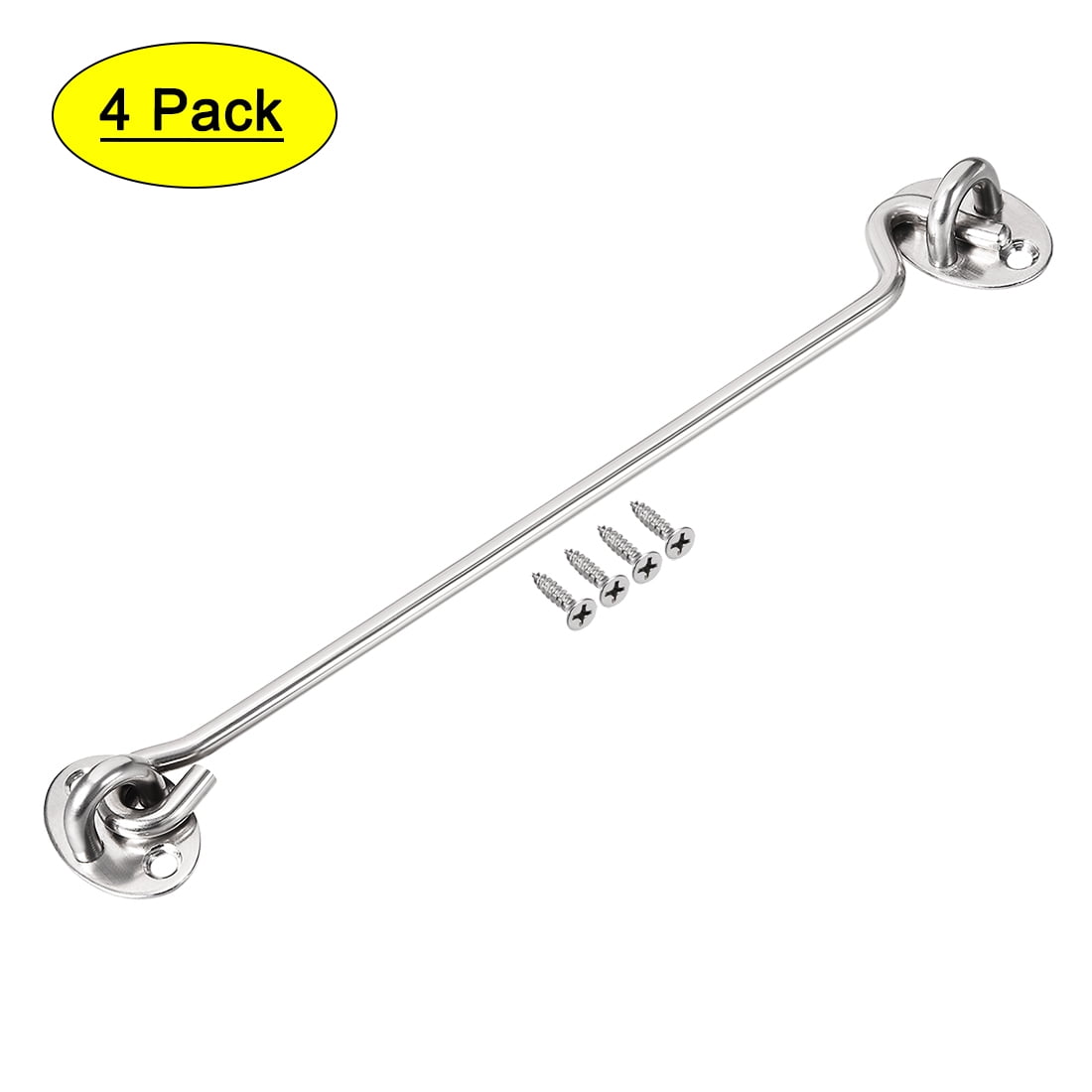 4 Inch Satin Nickel Door Hook Latch - Sliding Barn Door Latch, Garden Gate Hook For Privacy & Security
