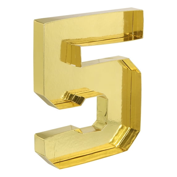 Uxcell 10" Cardboard Number, Number 5 Paper Box Fillable Tray Container for Mache Chocolate Candy Decorations, Gold