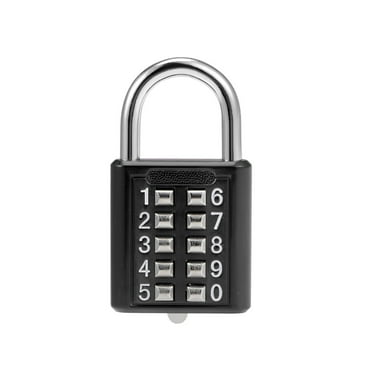 Uxcell 10-Digit Combination Padlock Push Button Locker Locks Zinc Alloy Black 1pcs