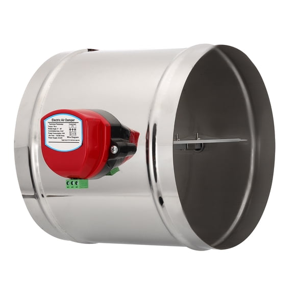 Uxcell 10" Duct Damper, Stainless Steel Motorized Adjustable HVAC Volume Damper, Silver