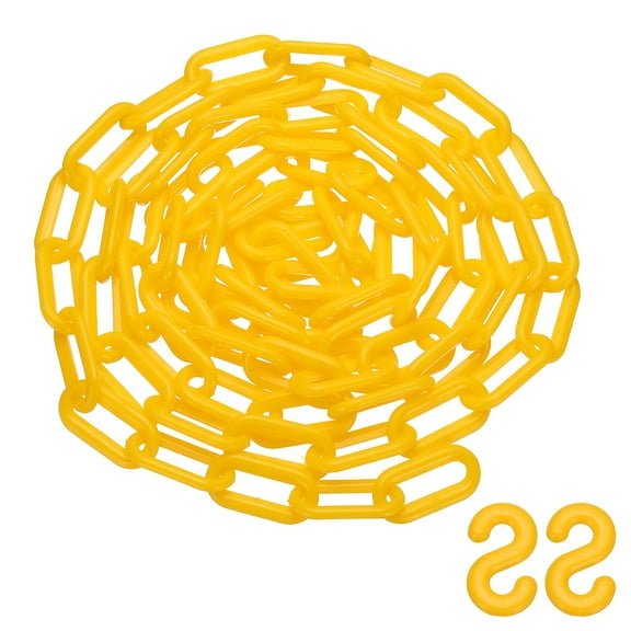 Uxcell 10 Feet Plastic Chain Link Safety Barrier Chain 1x2" Buckle Yellow