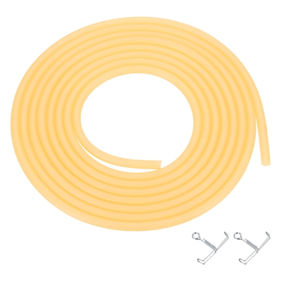 Uxcell 10 Ft Natural Latex Rubber Tubing, 3/16"(4mm) ID x 1/4"(6mm) OD Sling Shot Rubber Tubing Tube with Clamps