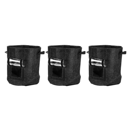 Uxcell 10 Gallon Two Sides Window Nonwoven Fabric Potato Grow Bags with Flap Handle, Black 3 Pack