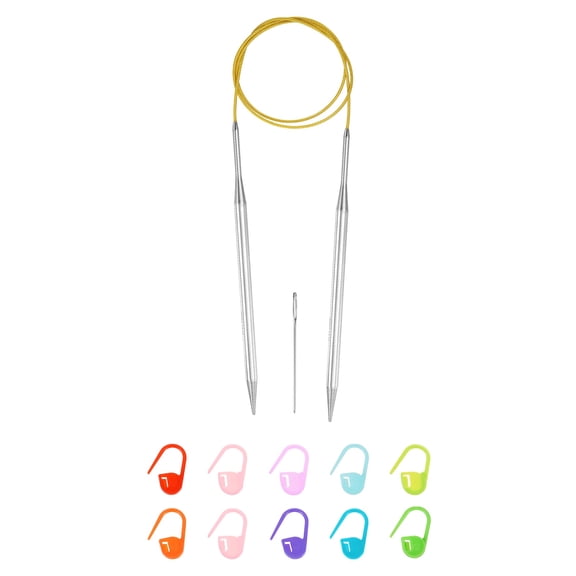 Uxcell 10 Gauge Knitting Circular Needle 32 Inch Metal Round Stainless Steel Needle with Large Eye Sewing & Stitch Markers