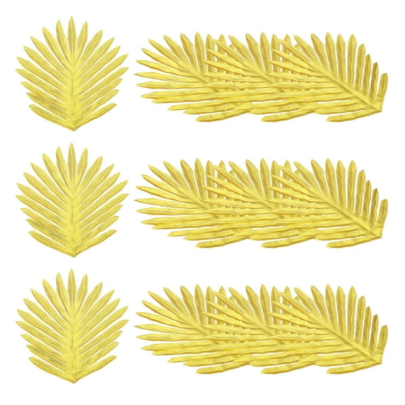 Uxcell 10" Gold Palm Leaves, 12 Pack Artificial Palm Leaves Faux Palm Fronds Fake Palm Leaf Tree Leaves, Style 24