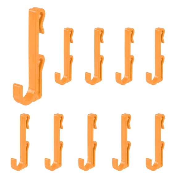 Uxcell 10 Grid Wall Hooks, 2.8 Inch Grid Wall Panel Plastic Hook Utility Hooks, Shelf Hooks for Garage Store Warehouse Shop Home Hanging, Orange