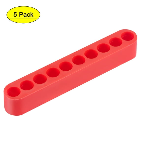 Uxcell 10 Holes Screwdriver Bit Holder 7mm Dia Plastic Hex Shank Storage Case Red 5Pack