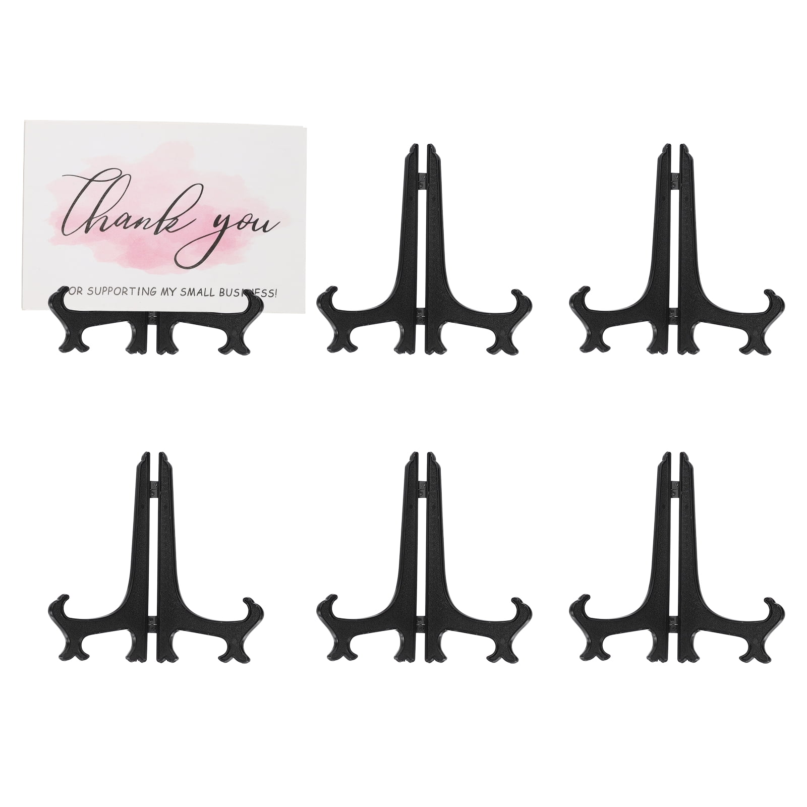 Uxcell 10 Inch Acrylic Plate Stand for Display, 6 Pack Acrylic Easel Display Stand Foldable Clear Easel Plate Holder for Picture Frames Photo Card CD Book Home Decoration, Black
