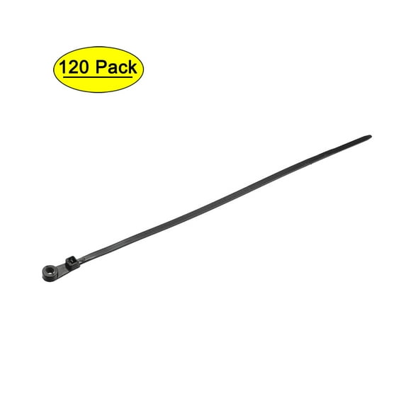 Uxcell 10 Inch Black Mount Head Cable Zip Ties Screw Hole Nylon Wire Strap 120 Pack
