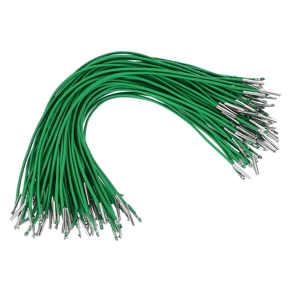 Uxcell 10 Inch Elastic Barbed Cord 2 mm Loop Stretch Round String with Metal Barb Fasteners, Green 100 Pcs