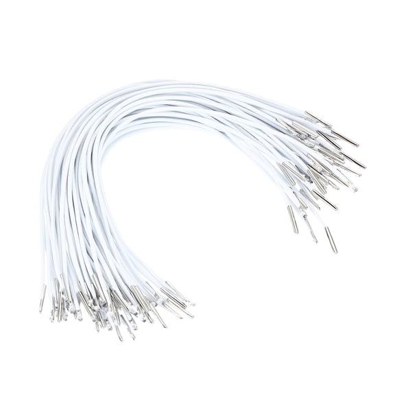 Uxcell 10 Inch Elastic Barbed Cord 2 mm Loop Stretch Round String with Metal Barb Fasteners, White 50 Pcs