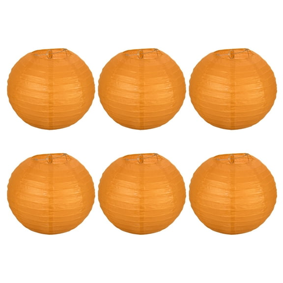 Uxcell 10 Inch Folding Hanging Wedding Home Party Paper Lanterns Orange 6 Pack