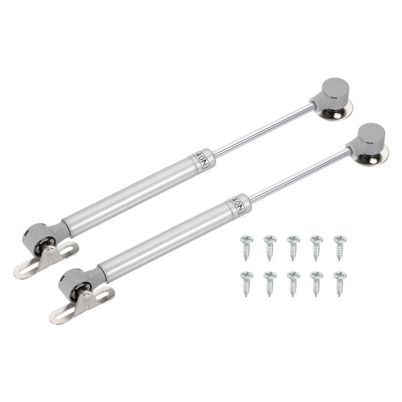 Uxcell 10 Inch Gas Struts for Cabinets, 2 Pcs Wood Gas Spring Shocks Lift Supports 40N/9lb Closing Hinges Heavy Lid Stay for Furniture Cabinet Door Kitchen Toy Box, Silver