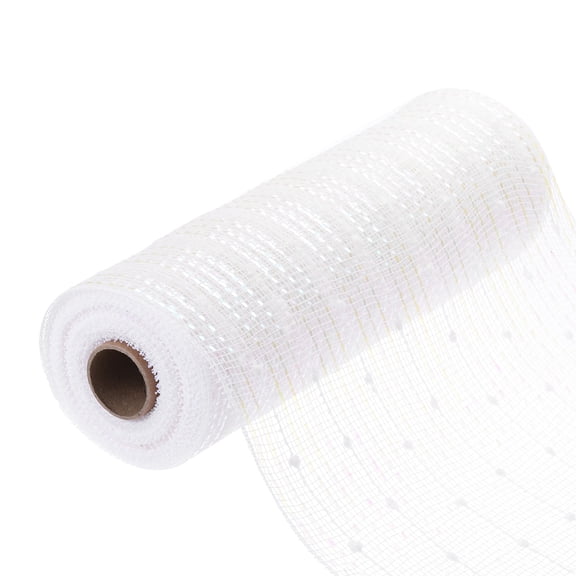 Uxcell 10 Inch Glitter Poly Burlap Mesh for Wreath Ribbon 10 Yard Pale White & Pink