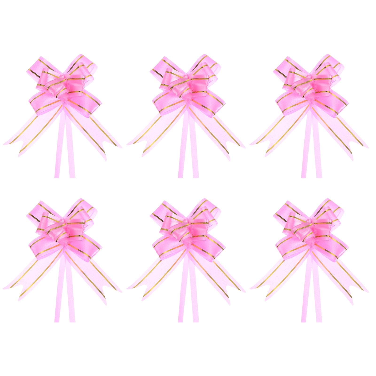 Uxcell 10 Inch Pull Bows Ribbon Gift Wrapping String Gold Thread Style ...