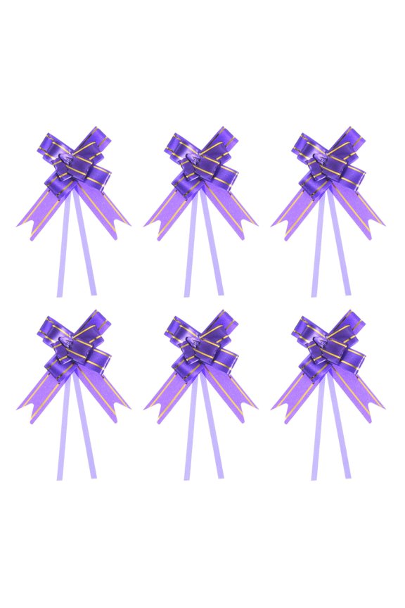 10 Inch Pull Bows Ribbon Gift Wrapping String Gold Thread Style Decorative Bow Tie Purple 100 Pack