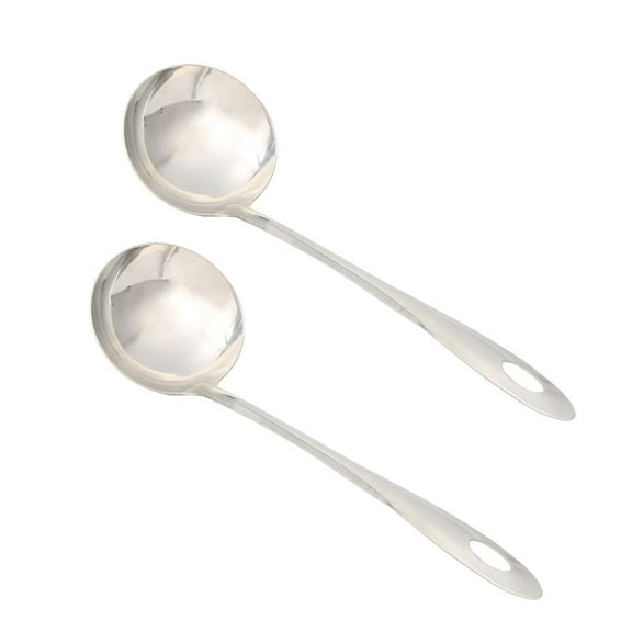 Uxcell 10" Length Soup Ladle Canteen Dining Hall Long Handle Chef Cooking Utensil Silver Tone 2pcs
