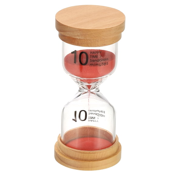 Uxcell 10 Minute Sand Timer, Wooden Sand Watch Glass Sand Clock for Games, Classroom, Kitchen, Office, Home, Red