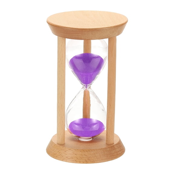 Uxcell 10 Minutes Sand Timer, 1 Pcs Wooden Sand Watch High Glass Sandglass Timer for Living Room Home Office Restaurant Decoration, Purple