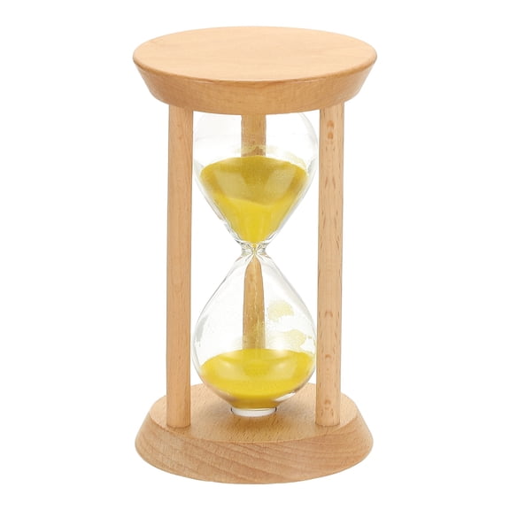 Uxcell 10 Minutes Sand Timer, 1 Pcs Wooden Sand Watch High Glass Sandglass Timer for Living Room Home Office Restaurant Decoration, Yellow