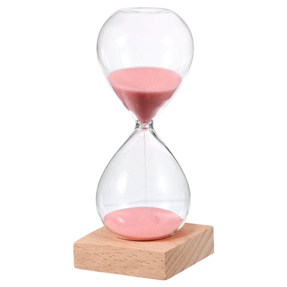 Uxcell 10 Minutes Sand Timer, Sand Watch with Wood Base Hour Glass Sandglass Timer Clock for Living Room Home Office Restaurant Decoration, Pink