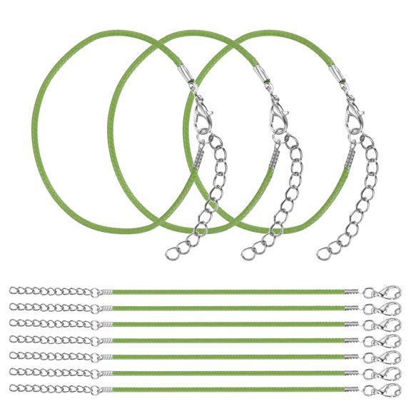 Uxcell 10 Pcs Bright Green Bracelet Cord 6" x 0.06" Cord with Clasp for Bracelet