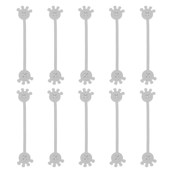 Uxcell 10 PCS Magnetic Cable Ties, Cute Elastic Silicone Cable Ties Magnetic Hand Shape Cord Clip Organizer, Grey