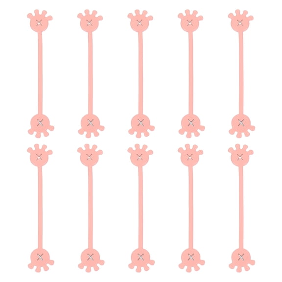 Uxcell 10 PCS Magnetic Cable Ties, Cute Elastic Silicone Cable Ties Magnetic Hand Shape Cord Clip Organizer, Pink