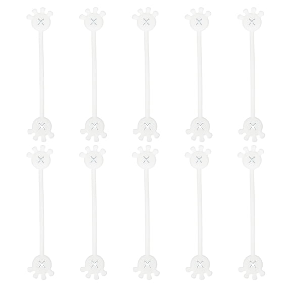Uxcell 10 PCS Magnetic Cable Ties, Cute Elastic Silicone Cable Ties Magnetic Hand Shape Cord Clip Organizer, White