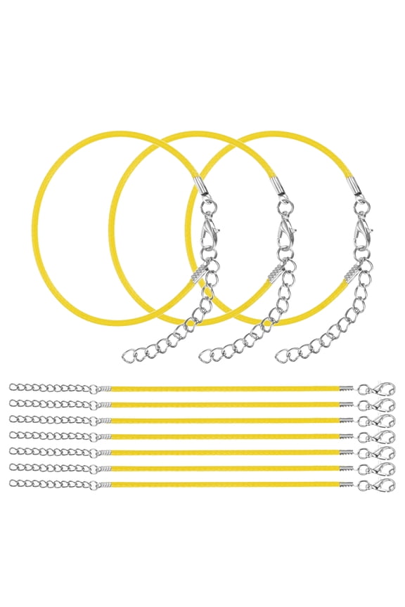 10 Pcs Yellow Bracelet Cord 9" x 0.06" Cord with Clasp for Bracelet