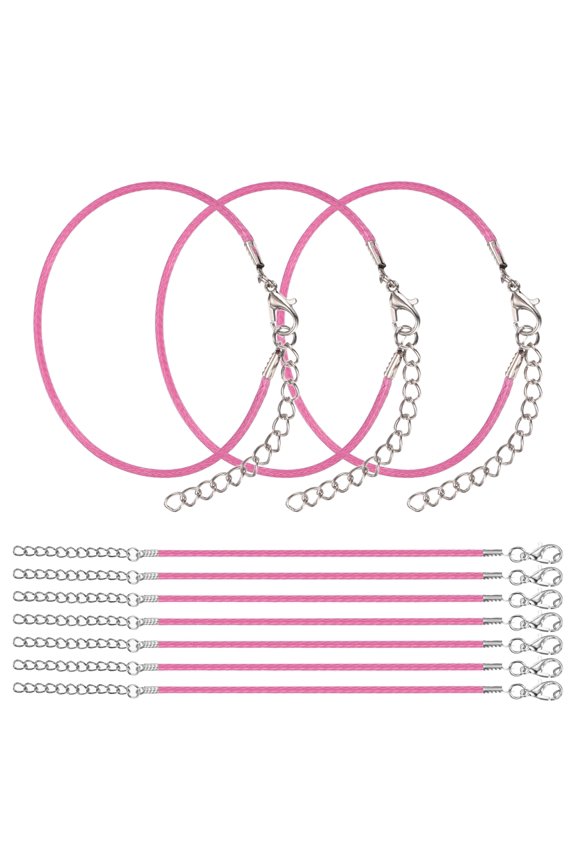 10 PCS Rose Pink Bracelet Cord,6" Adjustable Friendship Bracelet 2mm Waxed Polyester Cord with Lobster Clasp Bracelet String for Bracelet Making Jewelry DIY Craft