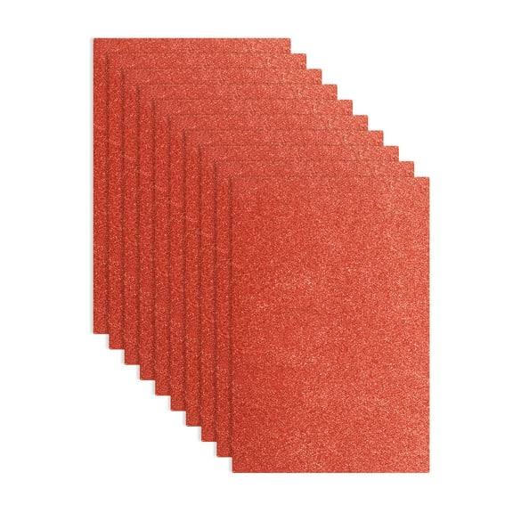 10 Pack Red Glitters Foam Sheets, 8 x 12 Inch Sparkle EVA Foam Sheets for Crafting(1.5mm Thick)