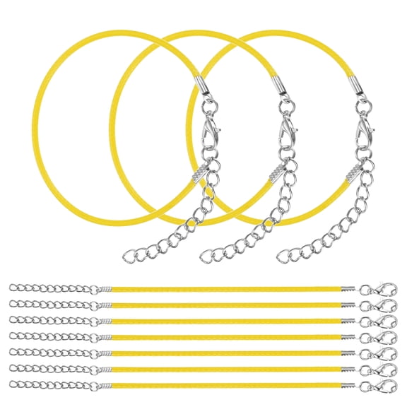 Uxcell 10 PCS Yellow Bracelet Cord,6" Adjustable Friendship Bracelet 2mm Waxed Polyester Cord with Lobster Clasp Bracelet String for Bracelet Making Jewelry DIY Craft