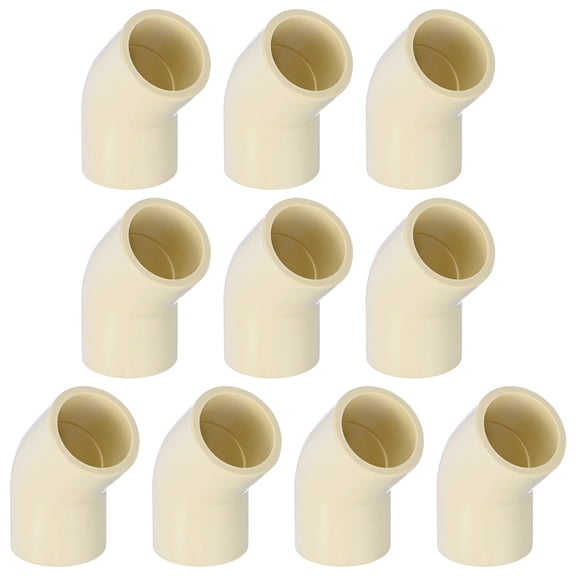 Uxcell 10-Pack 1/2 Inch CPVC Pipe Fittings 45DEG Elbow Slip to Slip Coupling Adapter, CTS Fittings Coupling Adaptor Adapter for DIY [Beige]