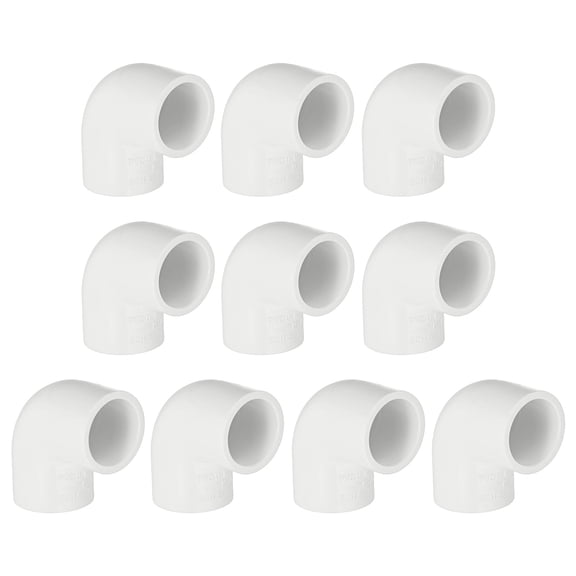 Uxcell 10-Pack 1/2 Inch PVC 90 Degree Elbow Pipe Fittings, SCH40 2 Way Right Angle PVC Pipe Fitting for DIY [Socket x Socket, White]