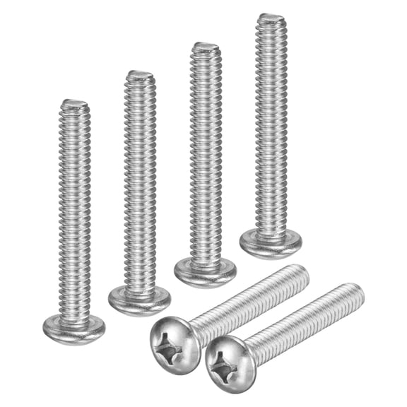 Uxcell 10-Pack 1/4-20x1-3/4 Pan Head Machine Screws 304 Stainless Steel Cross Head Fully Threaded Bolts for Furniture Silver